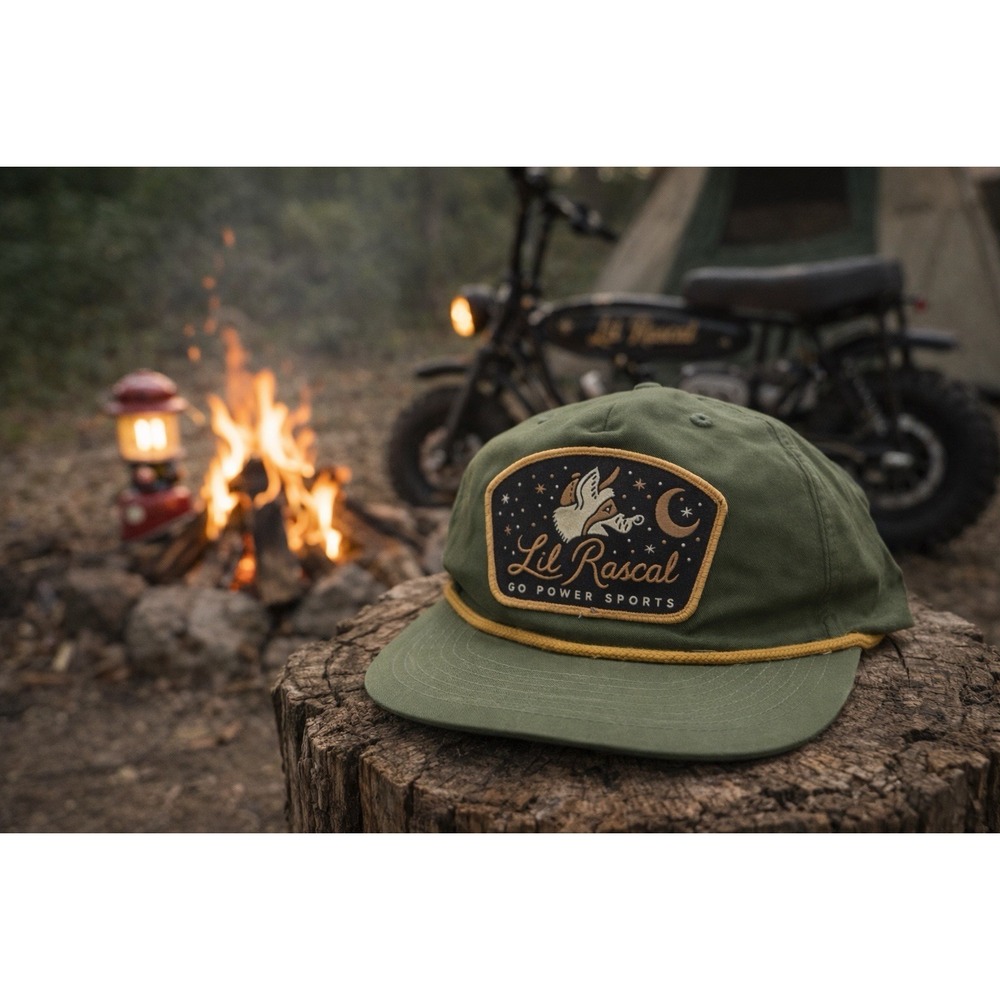 Lil Rascal Go Power Sports Olive Rope Hat Wolf Moon Stars Patch Snapback Cap